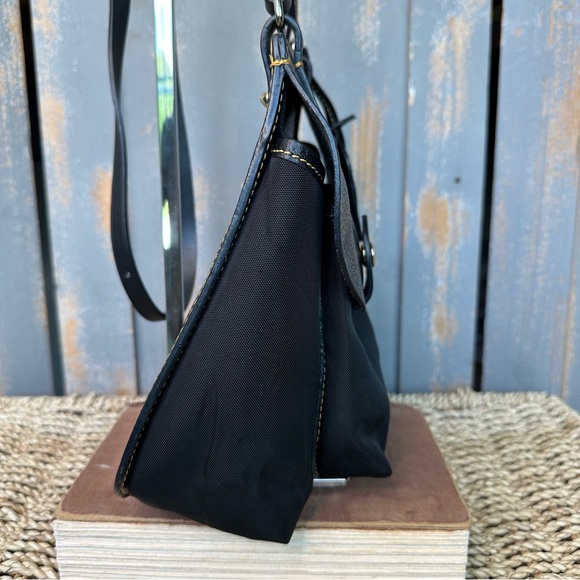 Dooney & Bourke Vintage Alto Leather Nylon Happy Crossbody Saddle Bag Black - Picture 6 of 16